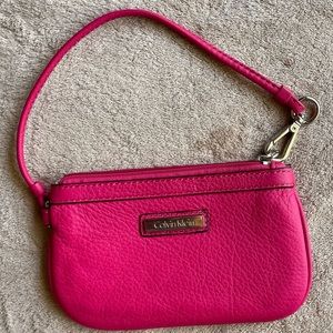 Calvin Klein Pink Leather Wristlet